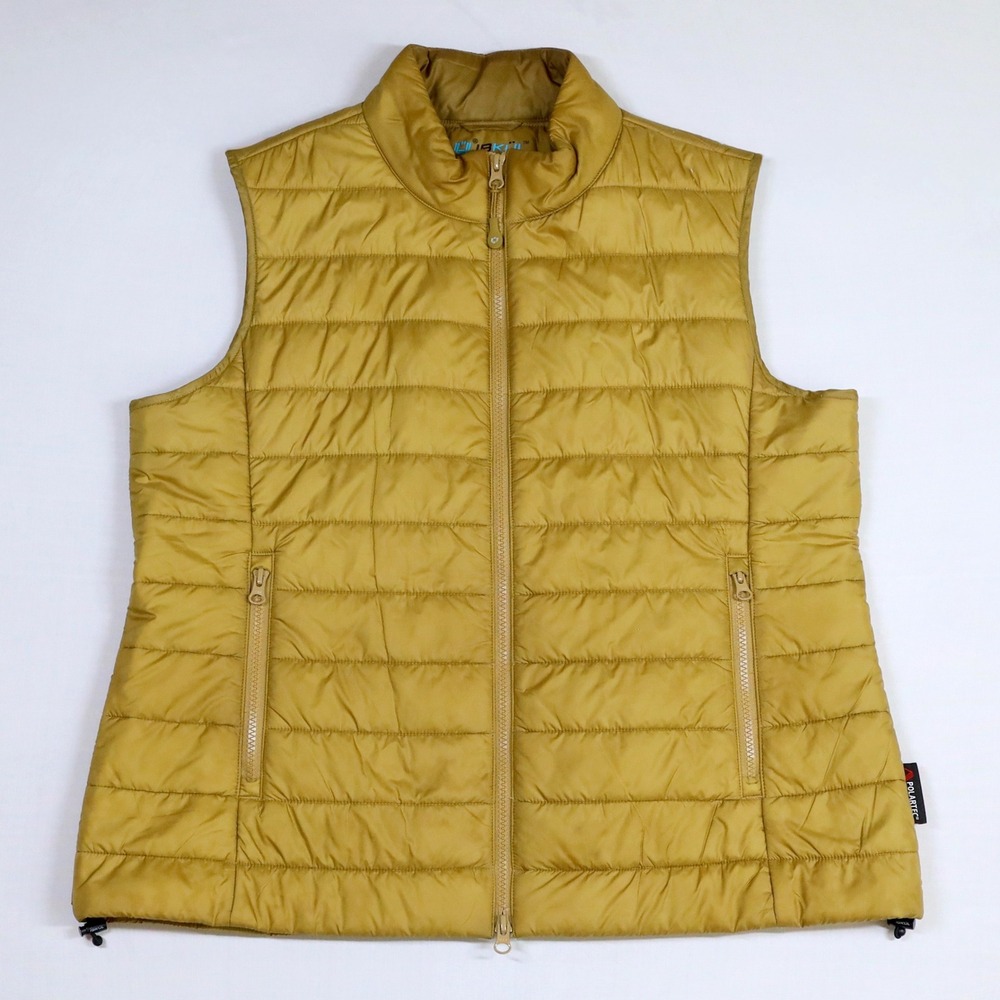 IBKÜL Puffer Vest Womens XL Gold Polartec Power‎ Fill Quilted Full Zip